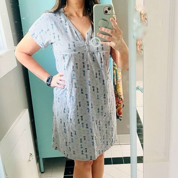 Carina Gray Blue Cat Casual Cat Print Dress Daytime Comfy S - Picture 3 of 13